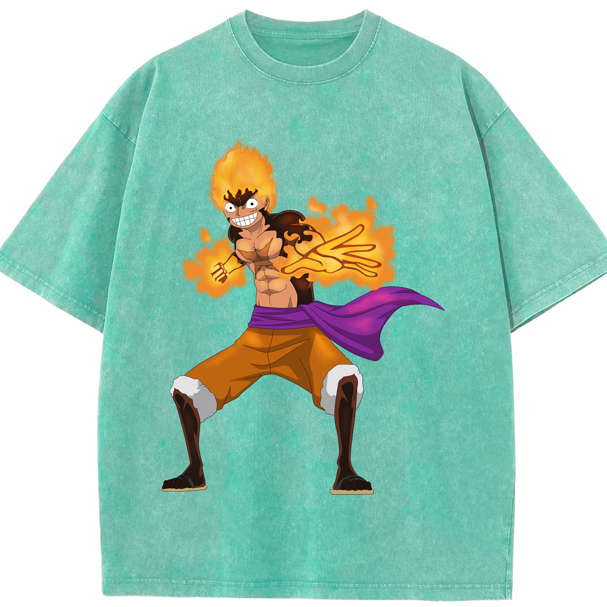 ワンピース モンキー・D・ルフィ ONE PIECE Monkey D. Luffy 綿100% ヴィンテージ風 半袖Tシャツ（フロントプリント）